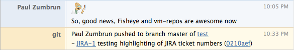 FishEye, git, and HipChat working happily together
